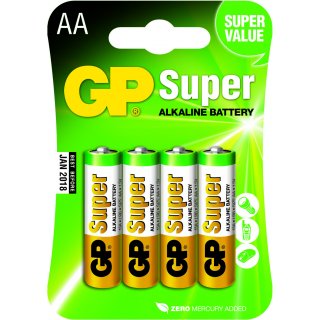 AA Batterie GP Super Alkaline Größe Mingnon - 4er Pack