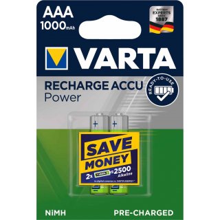 Varta Akku Recharge Power Micro AAA NiMH 1000mA  2er Blister