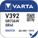 VARTA Knopfzelle V392 SR41 1,55V 40mAh  Napf Blister